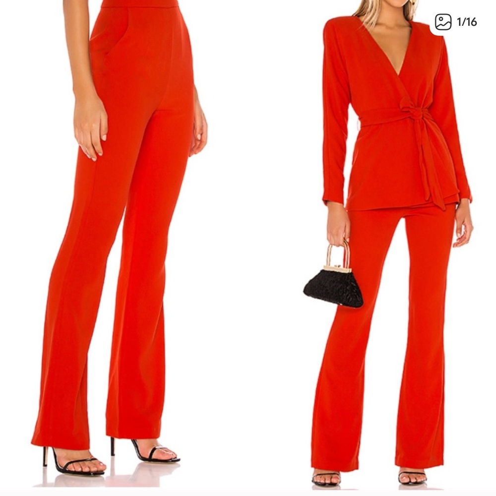 Michael Costello x REVOLVE Linda Pant in red orange
